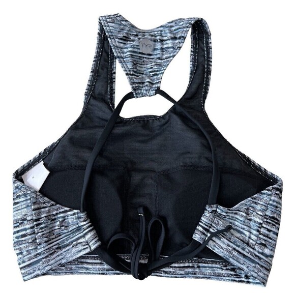 TYR Sports Bra Swim Top Tie Open Back Gray Blue Black Marled Size Small SAMPLE - Picture 4 of 9